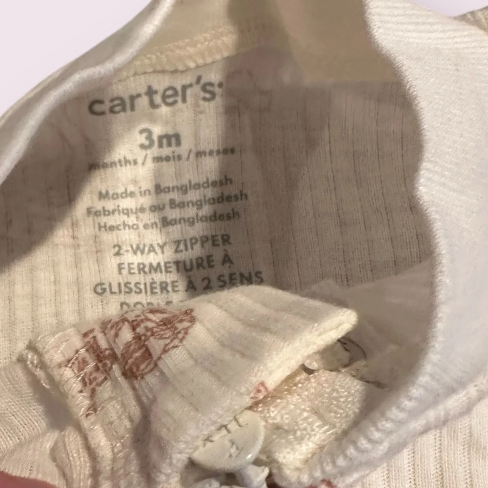 NWT Baby Carter's Ivory Pond Meadow Theme Zip Front Footies Size 3 Months